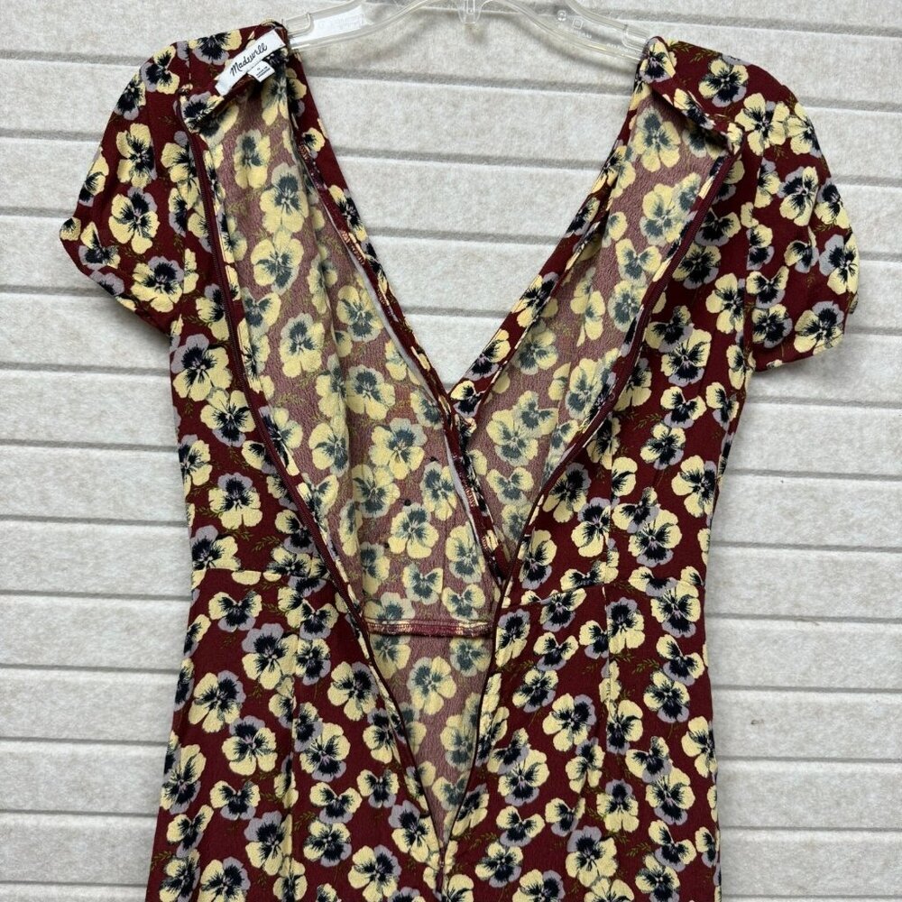 Madewell Floral Wrap Dress Short Sleeve Red Multicolor Size 0 - Picture 4 of 14